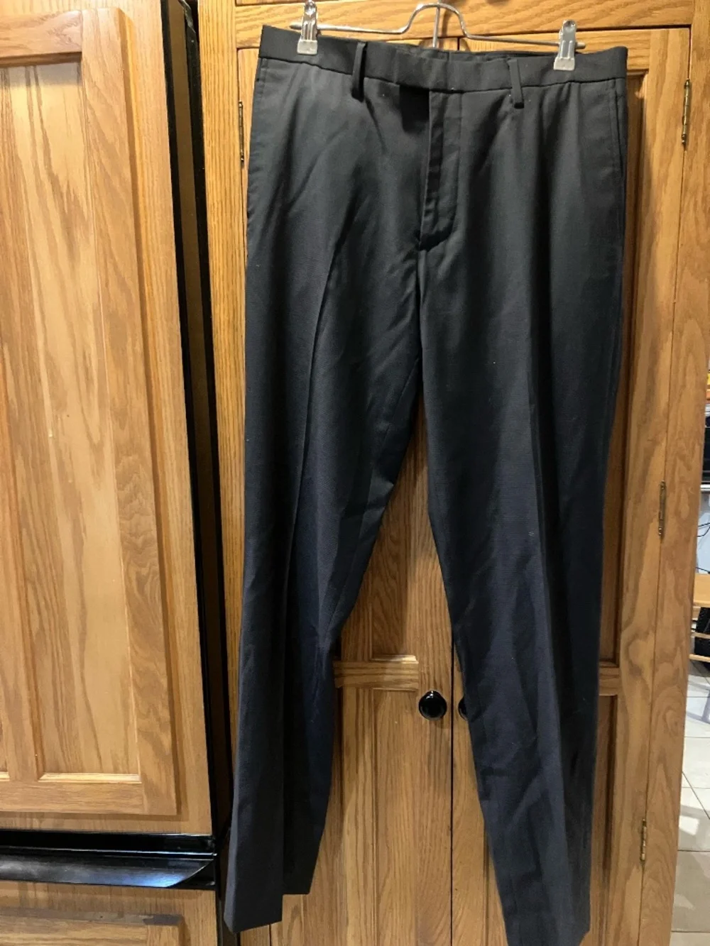 Men's Black Wool Dress Pants, 32x34